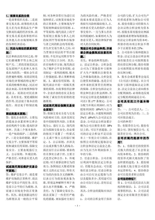 自考,商法(二),简答题,论述题,电子商务考试备用。