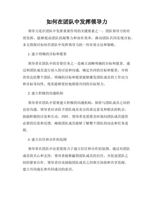 如何在团队中发挥领导力