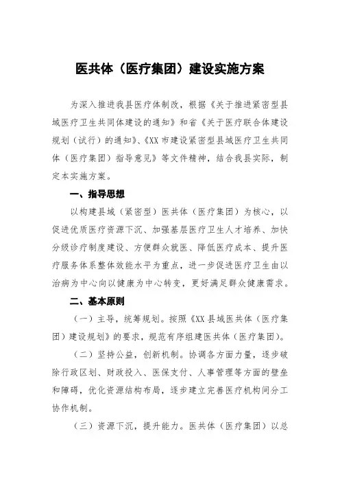 医共体(医疗集团)建设实施方案等三篇