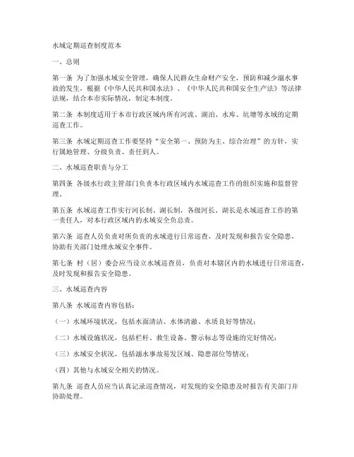 水域定期巡查制度范本