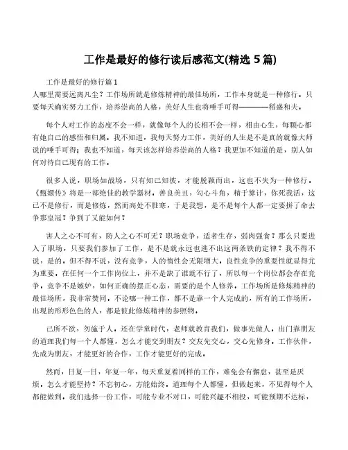 工作是最好的修行读后感范文(精选5篇)