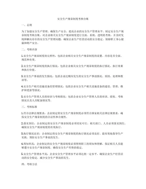 安全生产规章制度考核台账