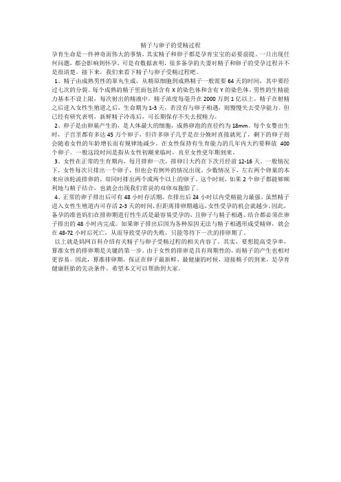 精子与卵子的受精过程