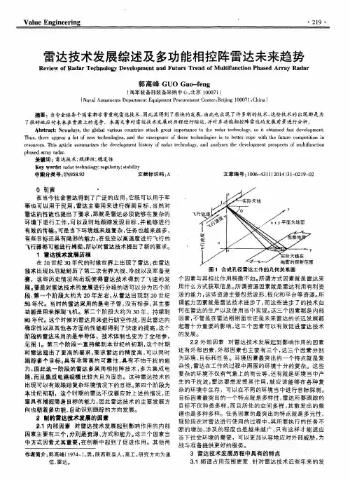 雷达技术发展综述及多功能相控阵雷达未来趋势