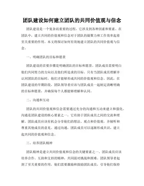 团队建设如何建立团队的共同价值观与信念