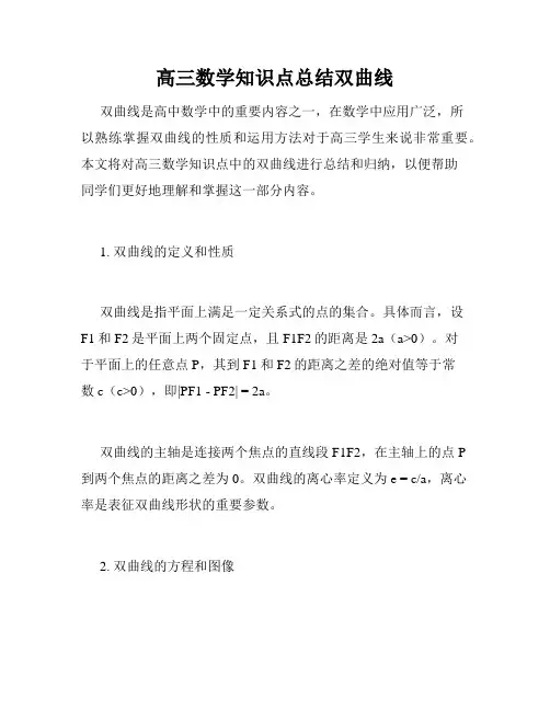 高三数学知识点总结双曲线
