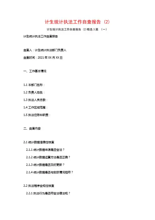 计生统计执法工作自查报告 (2)3篇