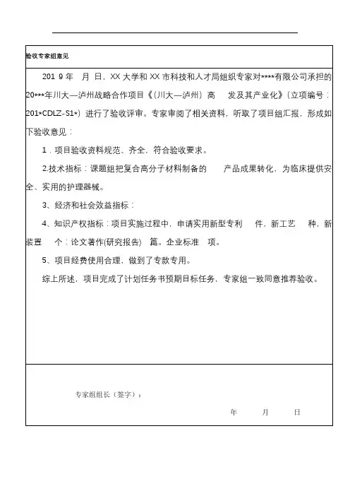 验收专家组意见【模板】