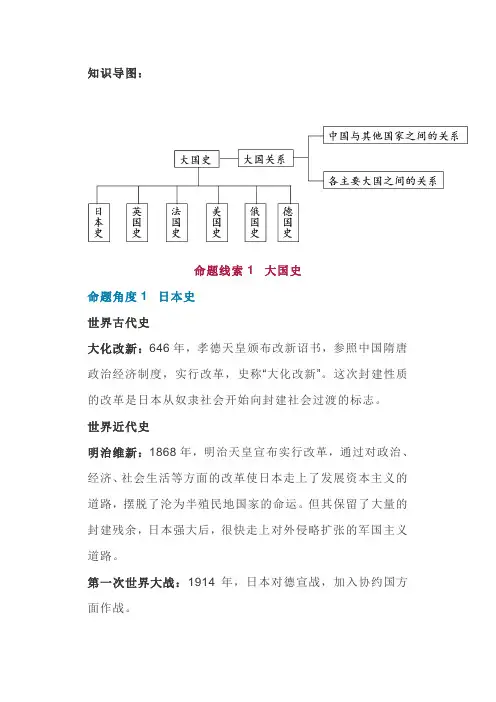 2019中考：初中历史专题《大国史及大国关系》