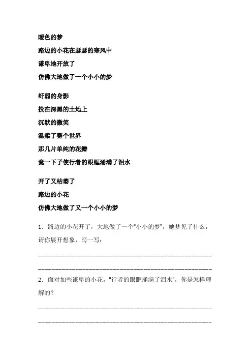六年级下册语文阅读理解