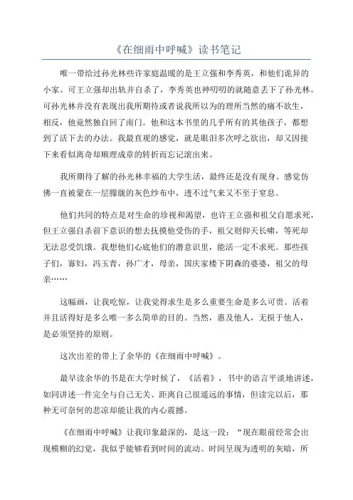《在细雨中呼喊》读书笔记