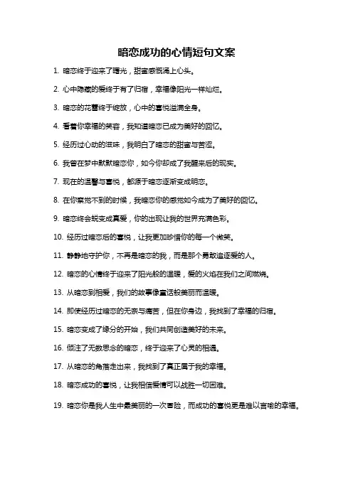 暗恋成功的心情短句文案