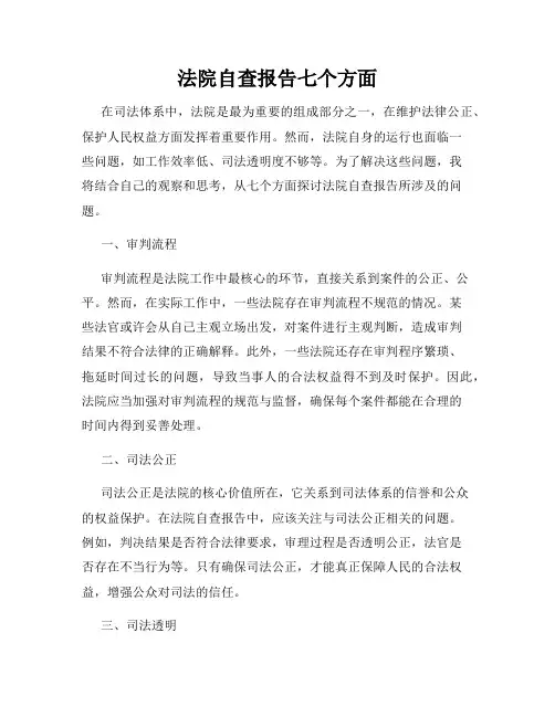 法院自查报告七个方面