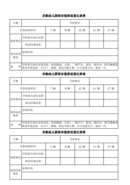 保安值班巡查记录