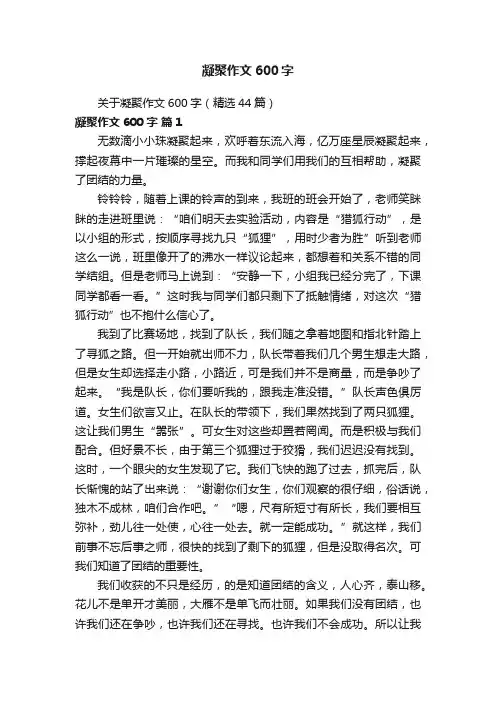 关于凝聚作文600字（精选44篇）
