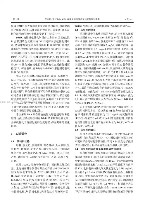 Pd-Pt NCNs 电催化剂的制备及其甲醇氧化性能
