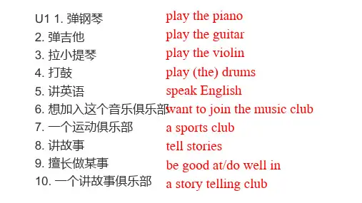 七下英语u1-4重点短语复习