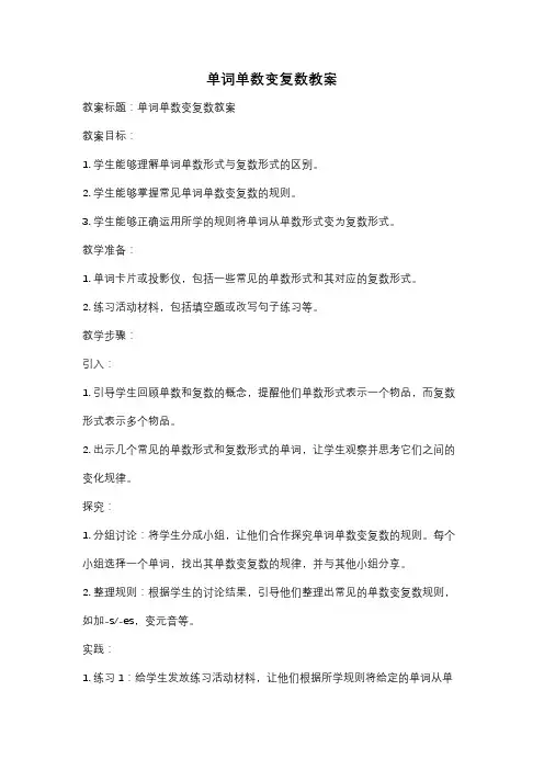 单词单数变复数教案