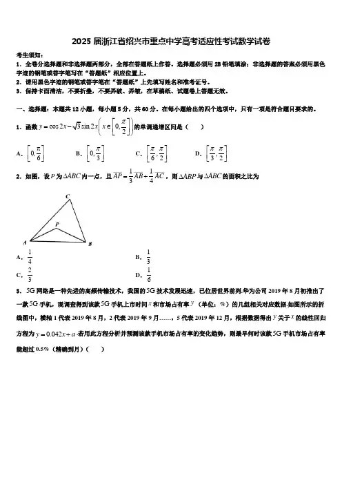 2025届浙江省绍兴市重点中学高考适应性考试数学试卷含解析