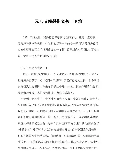 (元旦作文)元旦节感想作文初一5篇