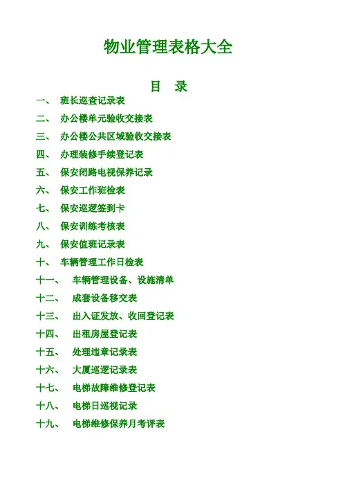 《物业管理》表格大全