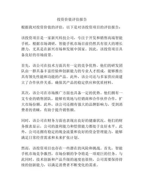 投资价值评估报告