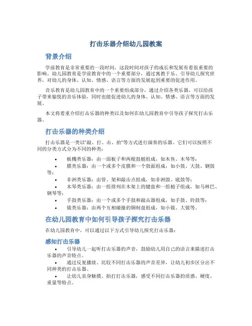 打击乐器介绍幼儿园教案