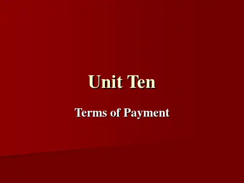 Terms of Payment 外贸英语函电课件