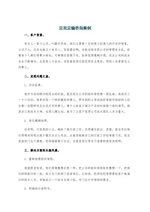 定岗定编咨询案例