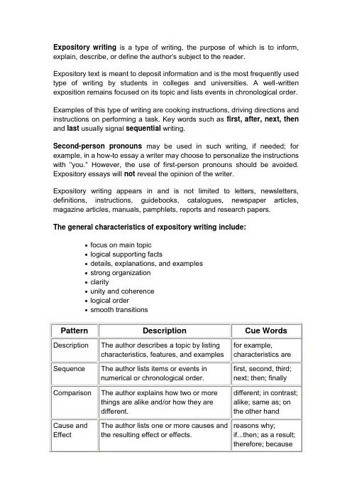 Expository writing is a type of writing