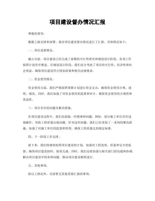 项目建设督办情况汇报