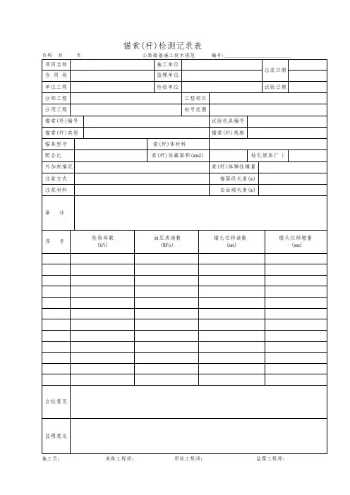 锚索(杆)检测记录表