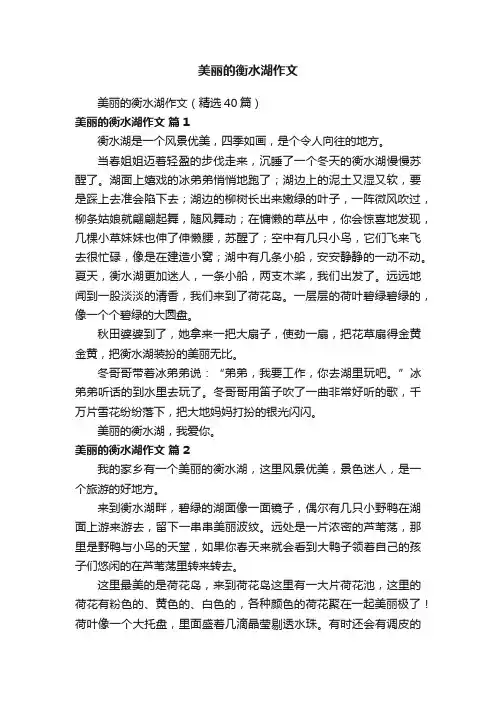 美丽的衡水湖作文（精选40篇）