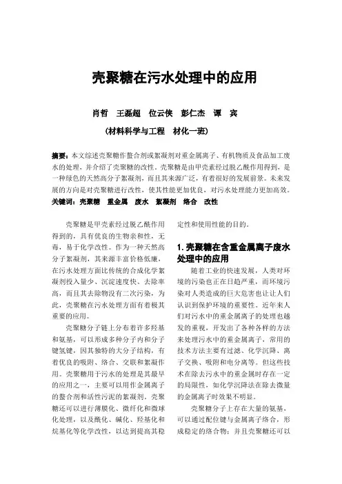 壳聚糖在污水处理中的应用综述