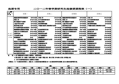 选修课课程表