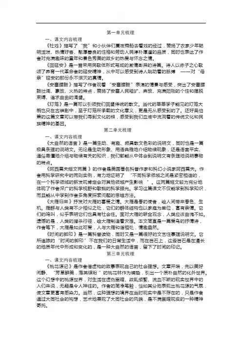 (完整版)2018年部编八年级语文下册知识点总结,推荐文档