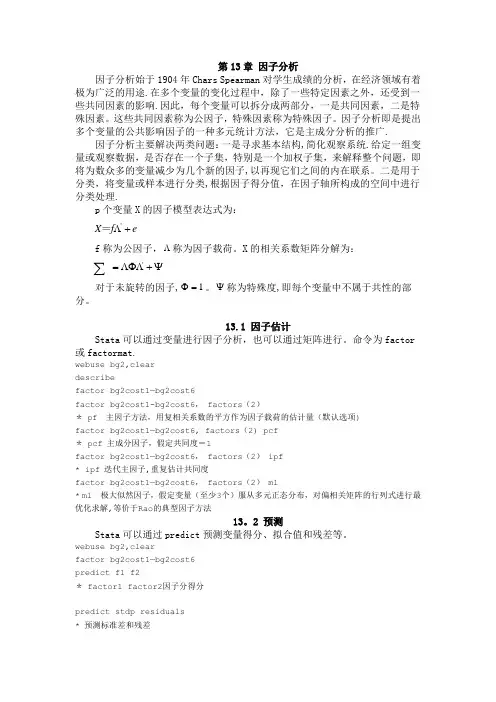 因子分析在STATA中实现和案例---精品管理资料
