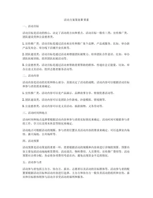 活动方案策划8要素