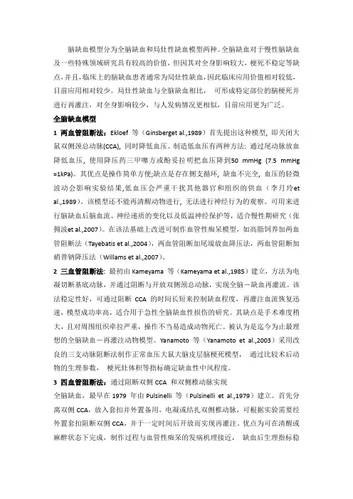 脑缺血模型评估