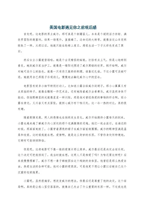 美国电影遇见你之前观后感