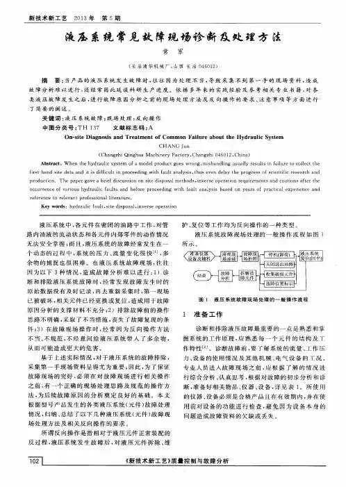 液压系统常见故障现场诊断及处理方法