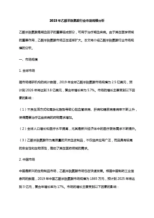 2023年乙酰半胱氨酸行业市场规模分析