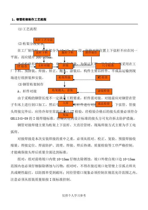 钢管桁架制作工艺流程