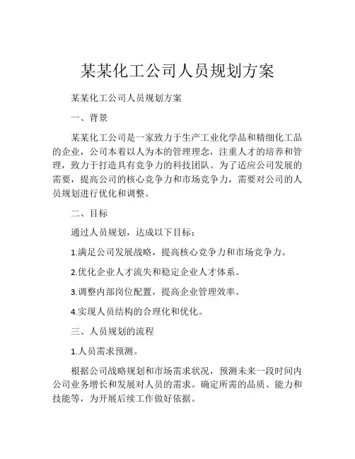 某某化工公司人员规划方案