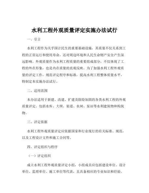 水利工程外观质量评定实施办法试行