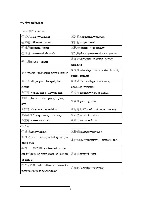 上海高考英语：概要写作 替换词及句式模板
