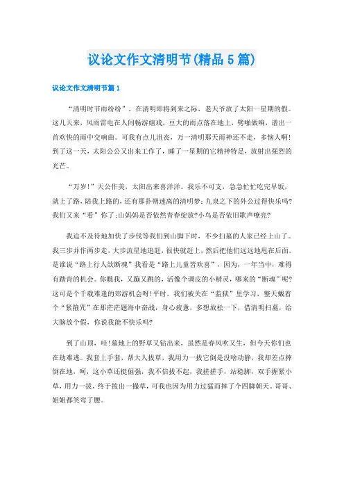 议论文作文清明节(精品5篇)