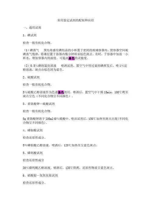 分析工作常用显色剂