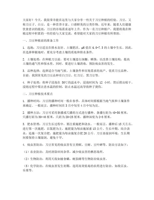 刀豆种植经验交流发言稿