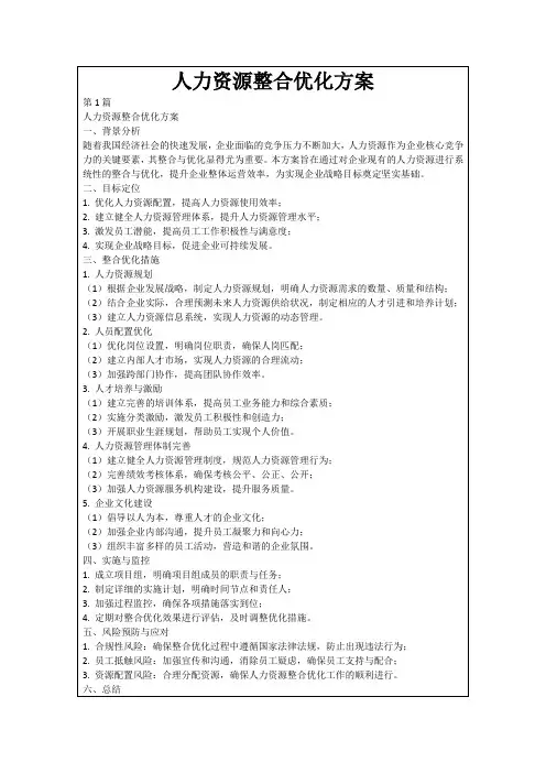 人力资源整合优化方案